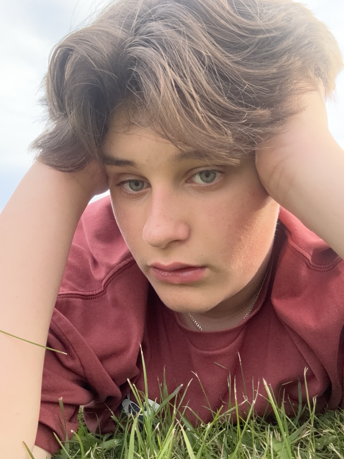 Landon Taylor on a bench